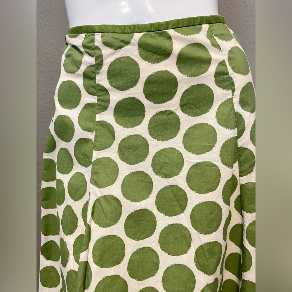 BODEN Women’s Green & Cream Polka Dot A- Line Retro Style Midi Skirt Size 8L - Picture 3 of 13